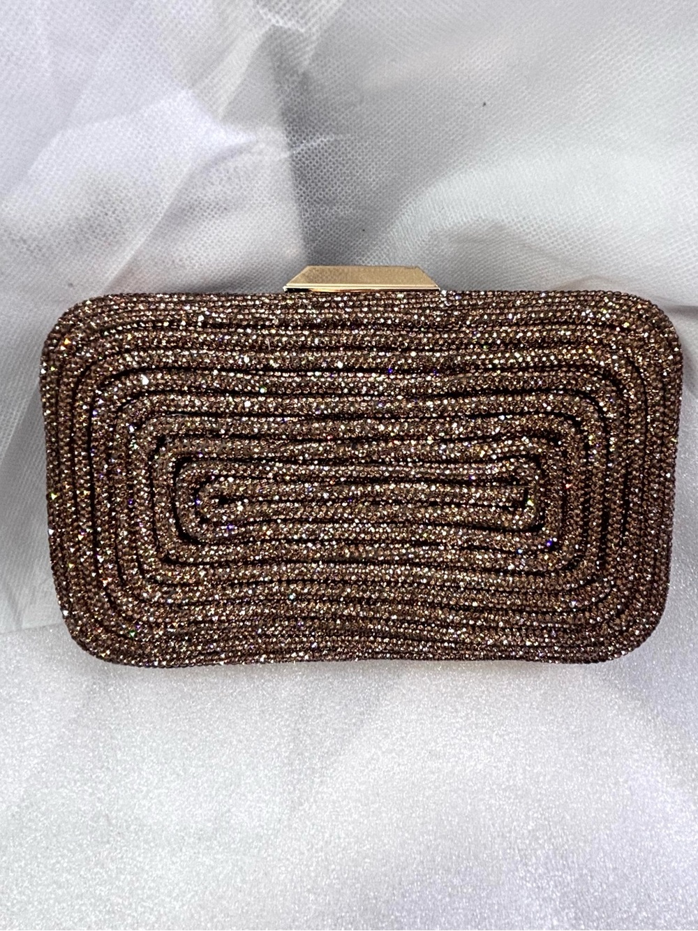 Aqua Shireen Rhinestone Clutch. Copper.